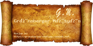 Grünsberger Mátyás névjegykártya